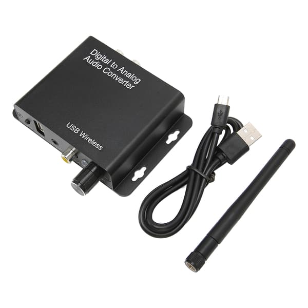 Digital Analog Lydkonverter Stereo Bluetooth 5V 2A til Hjemmebiograf Sort