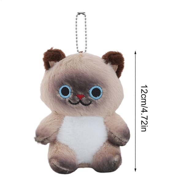 【02】Fylld kattformad ryggsäckshänge Söt väskberlock Brown