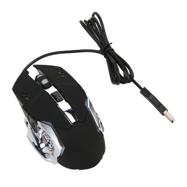 Kablet gamingmus USB Optisk datamaskinmus med RGB-bakgrunnsbelysning 4 Justerbar DPI Opp til 3600 bærbar PC Silent Mouse for Windows 7 8 10 XP Black-W