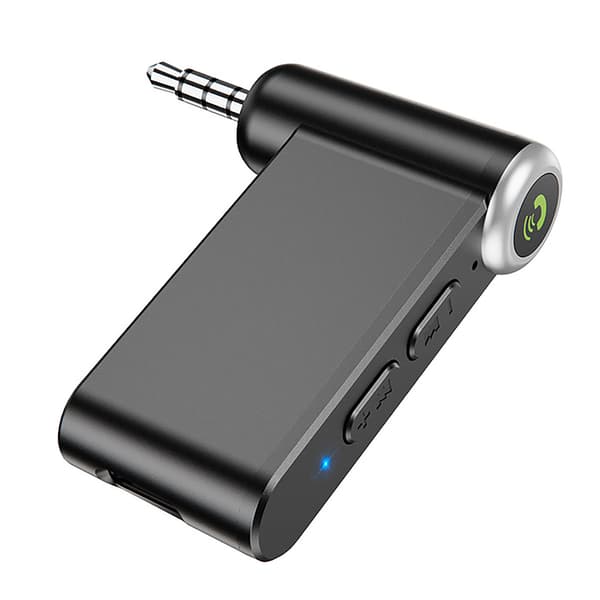 Bluetooth 5.0 langaton AUX-sovitin 3,5 mm:n autostereovastaanotin, musta