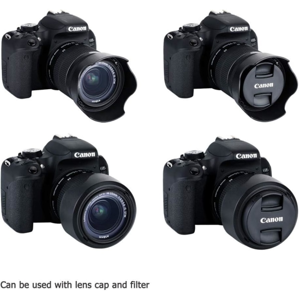 Objektivhette og UV-filter for Canon EF-S 18-55mm f/3.5-5.6 IS STM erstatter Canon EW-63C