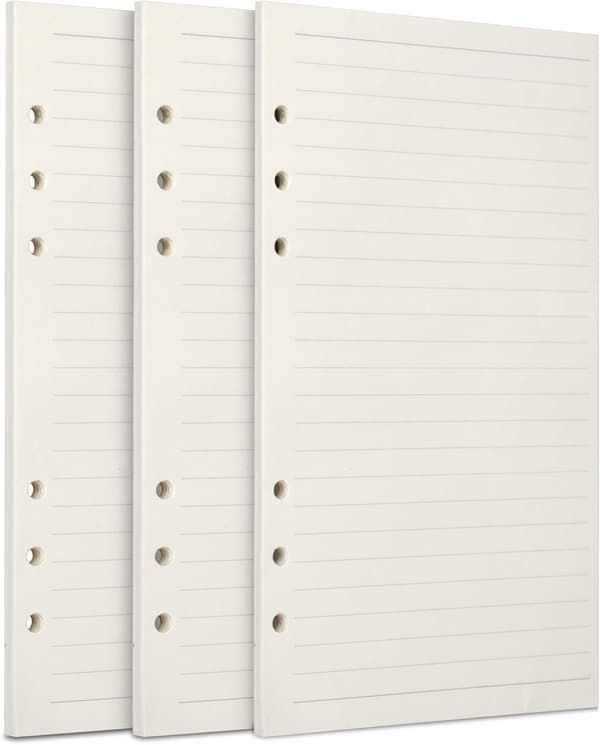 【bt02】A6 Refill Paper, 3-Pack 100GSM Thick Refillable Paper 6-Hole Refill Sheets Loose Leaf Refill 135 Sheets (270 Pages)