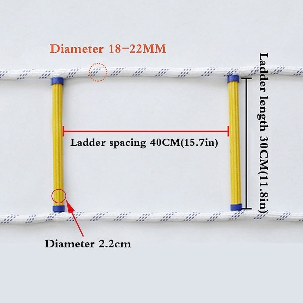 Bärbar nödflykt brandsäker repstege (storlek: 5 m/16,4 fot), snabb utbyggnad, mjuk stege för utrymningsfönster för vuxna