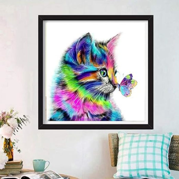 5D diamantmaleri Cat DIY Kits Rhinestone Pasted Brodery Cross Sting til Stue Soveværelse Dekoration (30 x 30CM)
