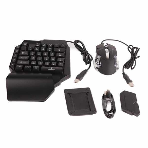 Portabel Mini Speltangentbord Mus USB RGB Handledsstöd Halv Hand 35 Tangenter Tangentbord Mus med Konverterare för Android för IOS