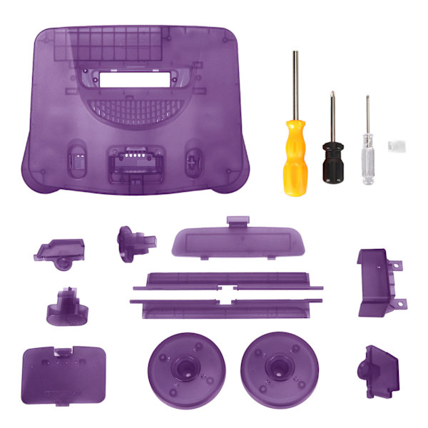 Etui for spillkonsoll, Retro ABS, Robust, Profesjonelt erstatningsskall for N64, Transparent Lilla