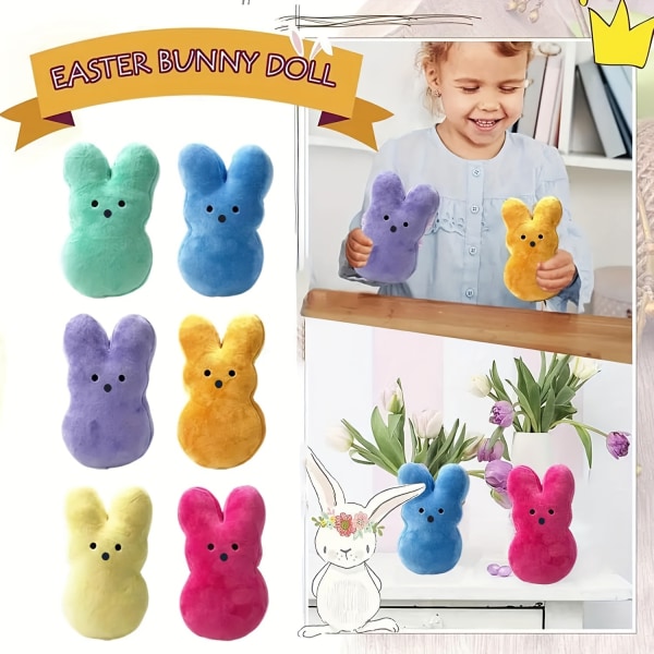 Leksaker Söt djur Kanin fylld docka Leksak Bordssoffa Dekor Komfortdocka Kudde Leksaker för barn Påskdekoration, 13cm/5.11tum 6pcs Easter Bunny Plush