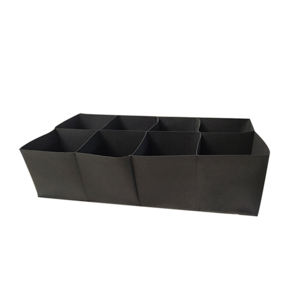 Multi-nät rektangulär odlingsväska av non-woven tyg, delad planteringslåda för balkongväxter - åtta rutor 122*61*höjd 31cm