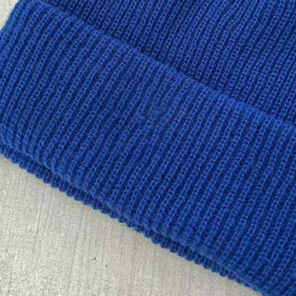 Vinterstrikket Rib Hat P Mønster Elastisk Ensfarvet Varmt Akrylfiber Cool Ulddækssel til Skole Royalblå Fri Størrelse
