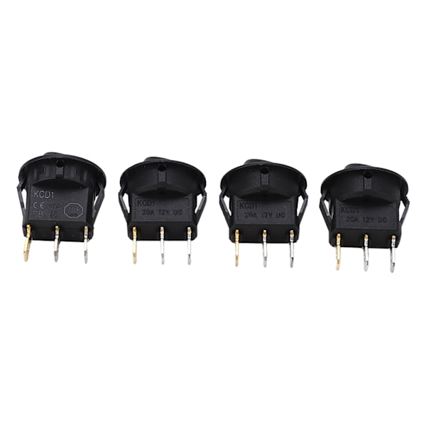 20-pack 12V 3-polig rund vippbrytare med LED - 2-läges på/av-växelspak för maskiner, hållbar ABS-konstruktion