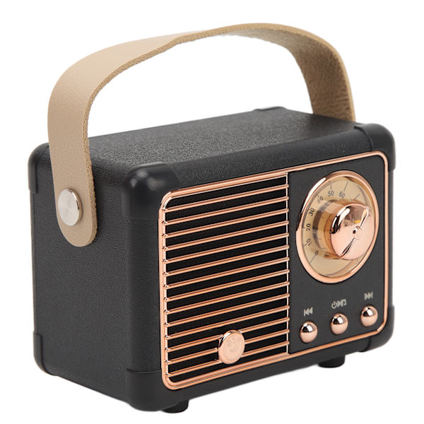 Retro Bluetooth-högtalare Bärbar Trådlös Högtalare Ljudspelare för Hemma Utomhus Inbyggt 400mAh Batteri Svart