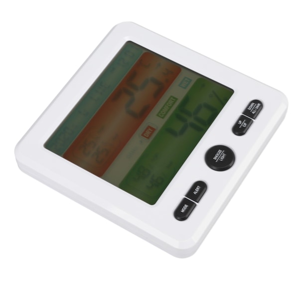 Indendørs termometer Digital farveskærm Alarm Temperatur fugtighedsmonitor Sengeur til hjemmet Hvid- W