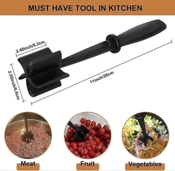 Köttkvarn, Multifunktionell köttfärsmaskin med 5 böjda blad, Hamburgerhackare i nylon, Non-stick mixhackare, Hacka och rör om köttmaskin