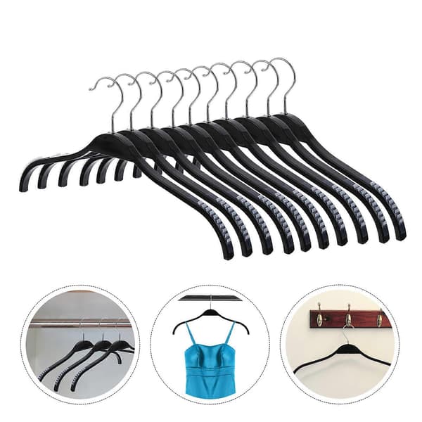 [02]1 Set 10 Pcs Plastic Hangers Practical Simple Traceless Clothes Hangers