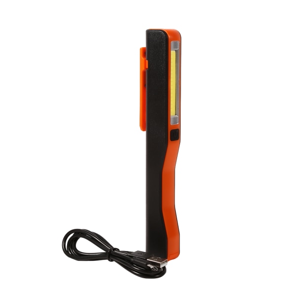1 stk bærbar LED håndlykt USB oppladbar magnetklemme Arbeidslys inspeksjonslampe (oransje)- W