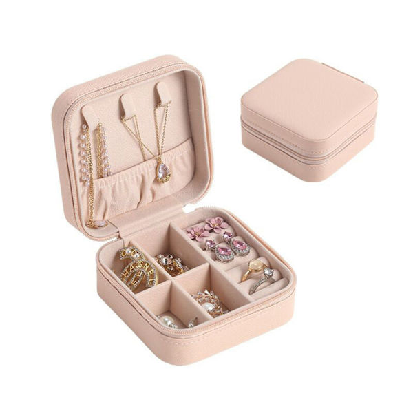 Blush Pink Smykkeskrin - Gaveemballage Organizer til Øreringe, Halskæder og Ringe til Hjem & Kontorbrug