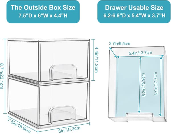 Stackable Storage Bins, Acrylic Bathroom Organizers, Pantry, Home Organization & Storage-XF30-