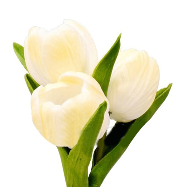 Elegant Tulipan Nattelys i Keramikk - Mykt Lys Batteridrevet Bordlampe for Bokhandlere & Kafeer - Hvit PU Blomsterdesign
