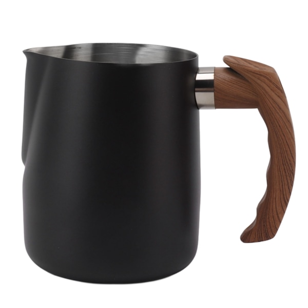 Matt Sort 600ml Melkeskumkanne - 304 Rustfritt Stål, Dryppfri Tut, Innvendig Skala, Håndtak