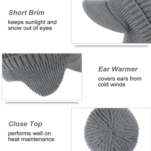 Elastisk varm ørebeskyttelse strikket lue