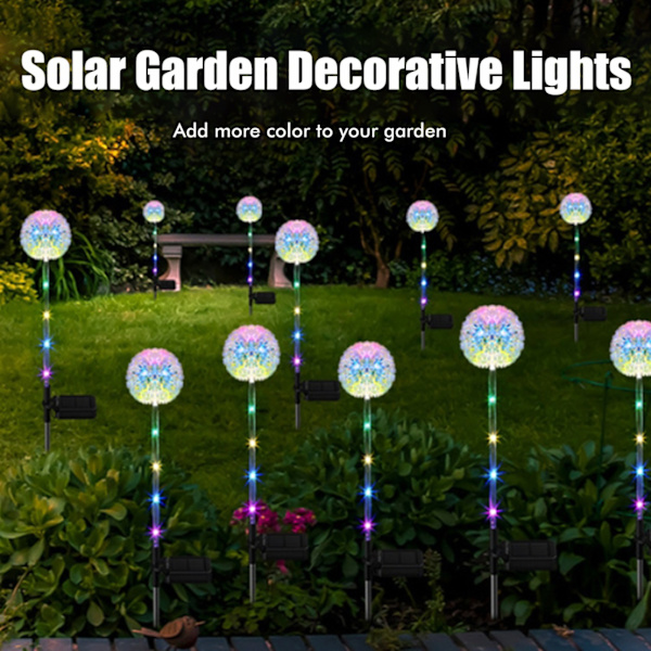 2 stk Solcelled Hagebelysning Utendørs 16 Fargerike LED Solcelled Hagebelysning Dekorativ for Patio Hage Landskap