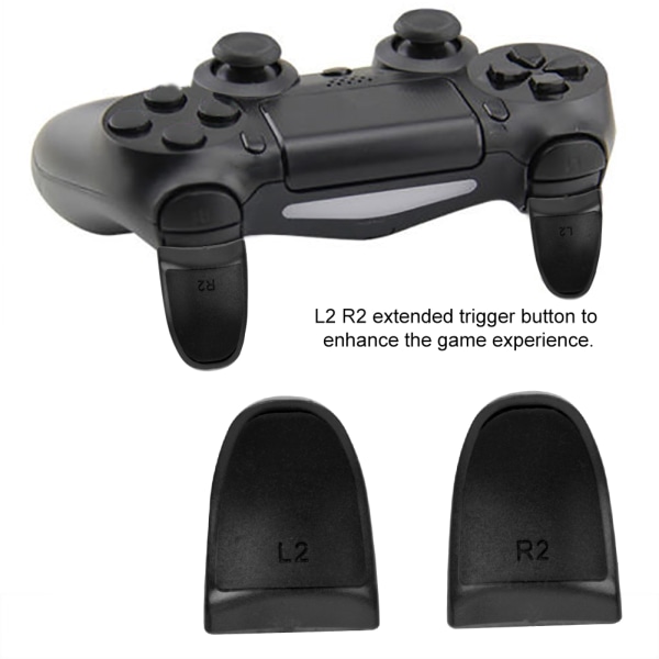 L2 R2 Extended Grips Soft Touch Controller Extenders Buttons Extension Trigger til PS4 (sort)