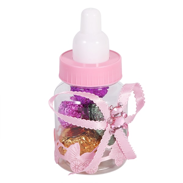 50 stk. Rosa Sødmeflaske-Sæt til Babyshower-Gaveæsker og Dekorationer