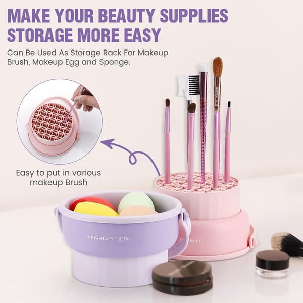 Makeupbørsterense måtte 3 i 1 Silikone Makeupbørsterenseskål