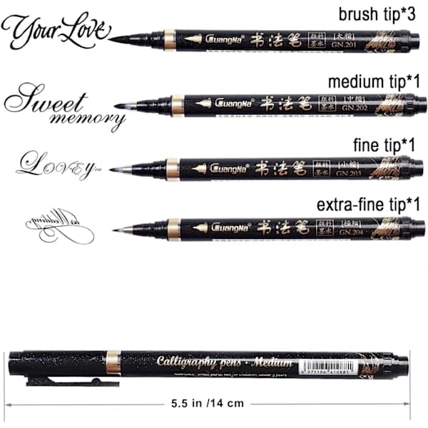 Calligraphy Pens - 6-pack Calligraphy Set for Beginners, Refillable