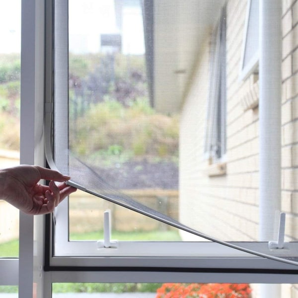 Justerbart DIY magnetiskt flugnät fönster Max 100x 150 cm med full ram magnetremsa Enkel installation Passar alla storlekar Mindre insektsnät Mesh