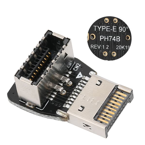 Intern Anslutning Moderkort USB3.1 10G Typ E 90 Graders Vinkeladapter Frontpanel PH74-B 10354