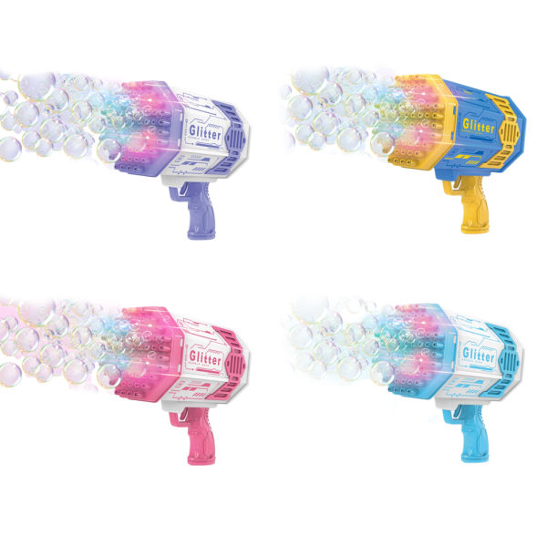 Bobleblæser 79 huller elektrisk bobleskydelegetøj med LED-lys Automatisk boblemaskine Fest favoriserer udendørs legetøj Fødselsdagsgave til børn- W