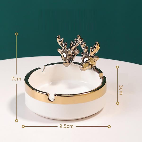 Keramisk askkopp askfat guld-målad rådjursaskkopp heminredning Green