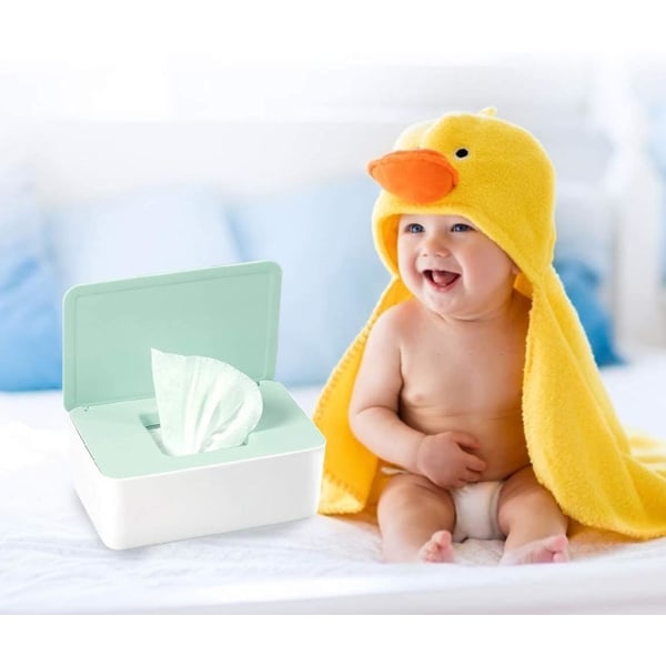Baby Wipe Box Våtservietter Wipe Box med lokk, kan plasseres i stuen, soverommet, kjøkkenet, oppbevaringspapir, tørt håndkle, grått