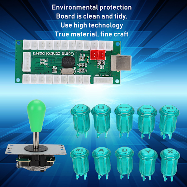 CY-822C DIY Arcade Spel US Knappar Joystick Rocker Styrenhet Kit Utan Ljus för Rapsberry Pi/PCGrön