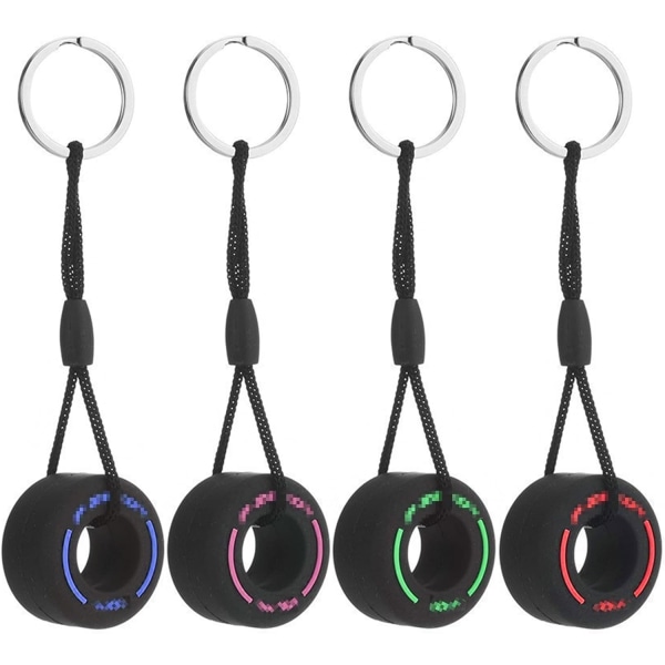 Nøgleringe[4 stykker], Gummi Dæk Nøglering, Creative Wheel Key Rope, til forskellige nøgler og hængende bildekorationstilbehør