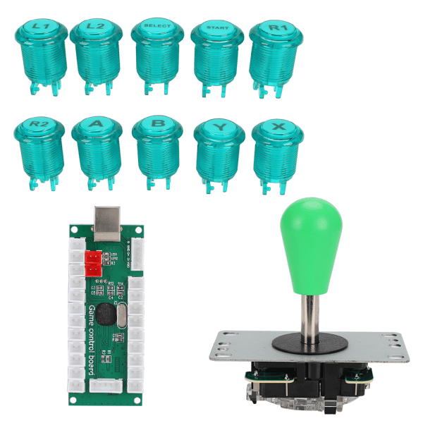 CY-822C DIY Arcade Spill US Knapper Joystick Rocker Kontrollersett Uten Lys for Rapsberry Pi/PC Grønn