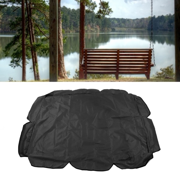 Svingtak 210D Sølvbelagt Oxford Vanntett UV-beskyttelse for Utendørs Patio Hage Stol 142x120x18cm Svart