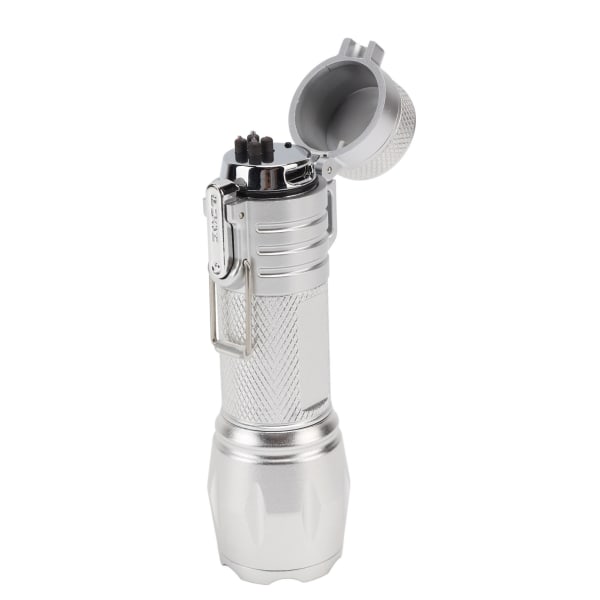 Elektrisk lighter Vanntett vindtett aluminiumslegering bærbar lighter med lommelykt 3,7v sølv