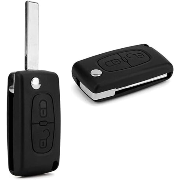 Nyckelskal kompatibel med Citroen C2 C3 C4 C5 Picasso 2-knappar Peugeot 107 206 207 307 308 406 407 Fjärrnyckel