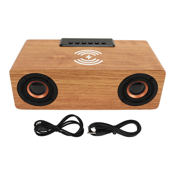 Trä Bluetooth-högtalare väckarklocka med FM-radio trådlös telefonladdare väckarklocka Bluetooth-högtalare för sovrum sängbord
