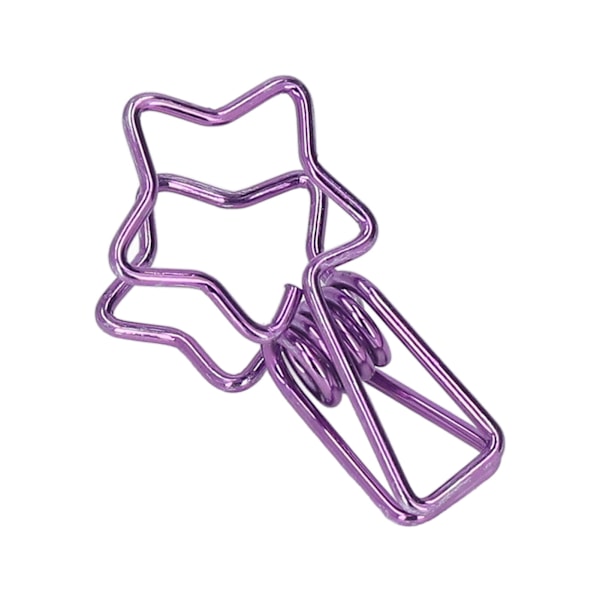 100 Purppuraista Tähti-Sidosliitintä | Piirroshahmo-Design, Kestävät Metalliset Liittimet Vahvalla Pitovoimalla Toimistoon, Kirjanpitoon ja Lippujen Hallintaan