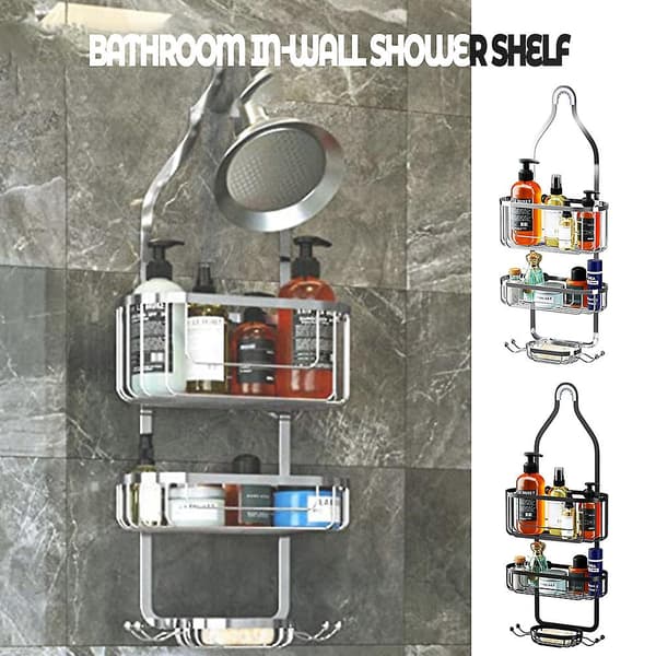 Badeværelse brusekurv hylde hængende brusekrog til shampoo balsam Chrome Plated