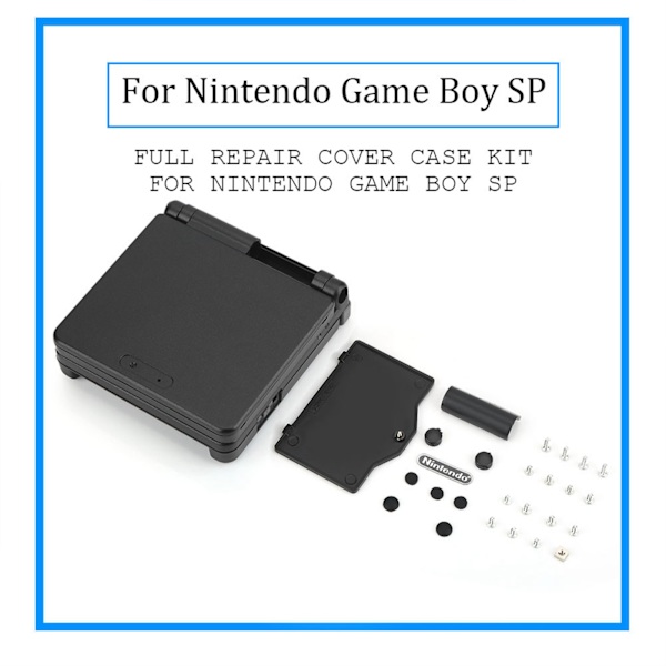 Nintendo Game Boy Advance GBA SP:lle suojaava ABS-kotelo ja korjaussarja, musta