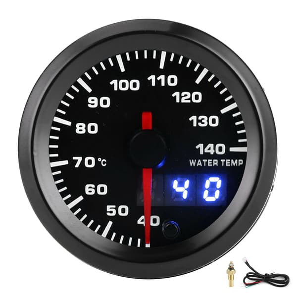 2in Vandtemperaturmåler 7 Farver LED Display 40-140℃ Pointer Universal til 12V Biler