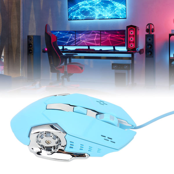 Trådløs Spillmus USB Optisk Datamus med RGB Bakgrunnsbelysning 4 Justerbare DPI Opptil 3600 Bærbar Stille Mus for Windows 7 8 10 XP Blå