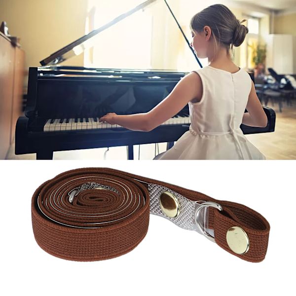 Pianokirjan Painonauha Elastinen Kannettava Musiikkisovittimen Lehden Kiinnitysvyö Pianon Tarvike Tummanruskea