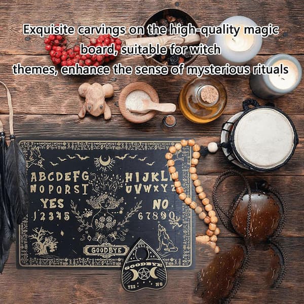 Mystical Spirits Talking Board med Planchette Tre Spirits Board Metafysisk Meldingstavle for 2 og Flere Spillere Skull