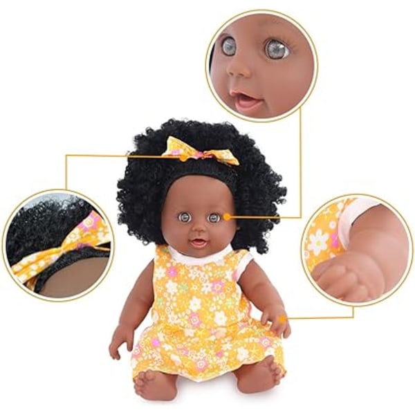 Realistisk sort dukke 12 tommer babydukker til børn Legetøj til børn