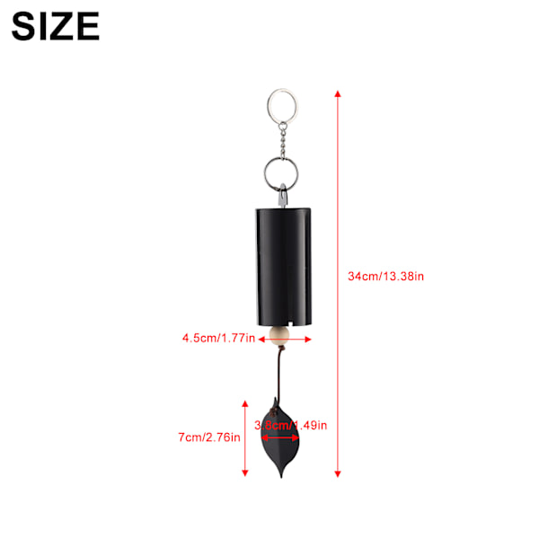 Ulkoilma retro kello yksittäinen metalli tuulikello pihakoriste Heroic Windbell (musta suuri tuote koko 9cm halkaisijaltaan, riippuva pituus 50cm)
